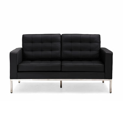 Divano multiposto Florence in similpelle nera con borchie, 33''-83''W