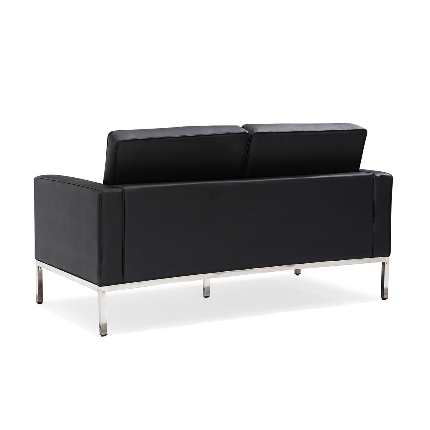 Divano multiposto Florence in similpelle nera con borchie, 33''-83''W