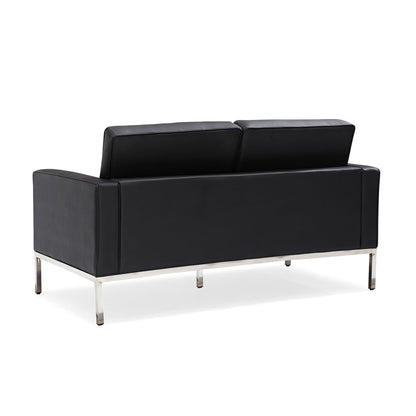 Divano multiposto Florence in similpelle nera con borchie, 33''-83''W