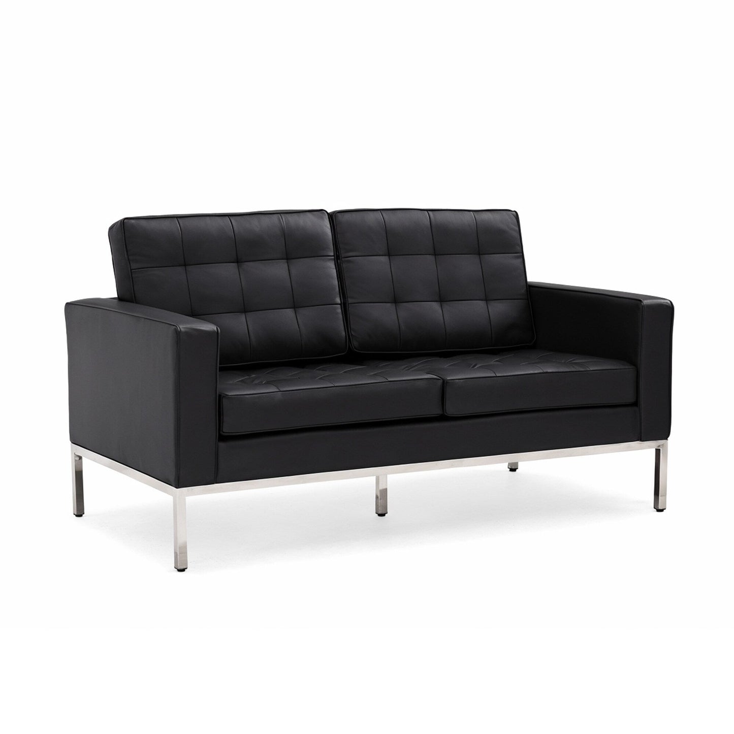 Divano multiposto Florence in similpelle nera con borchie, 33''-83''W