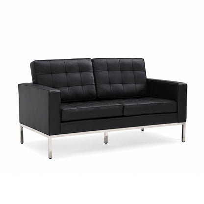 Divano multiposto Florence in similpelle nera con borchie, 33''-83''W