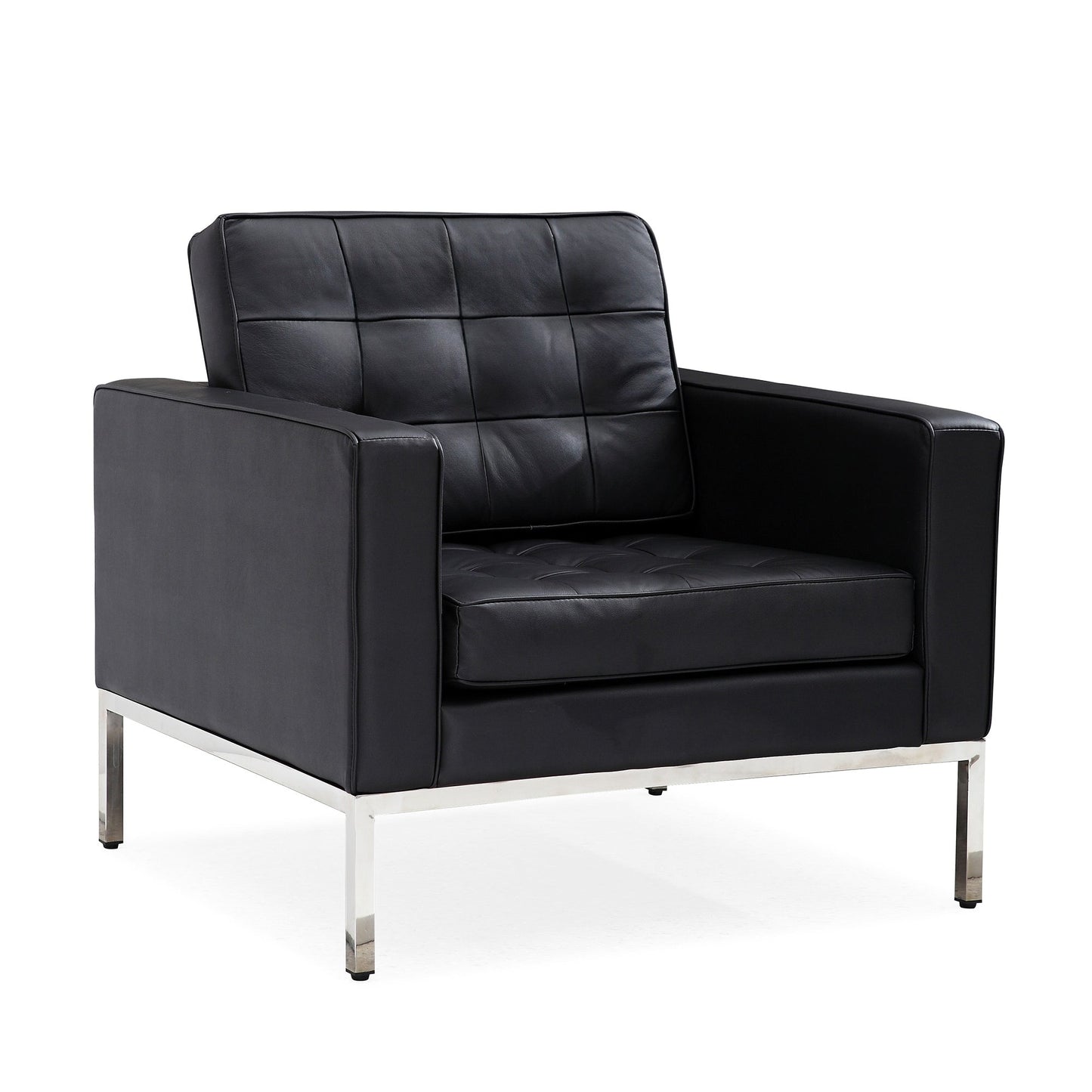 Divano multiposto Florence in similpelle nera con borchie, 33''-83''W