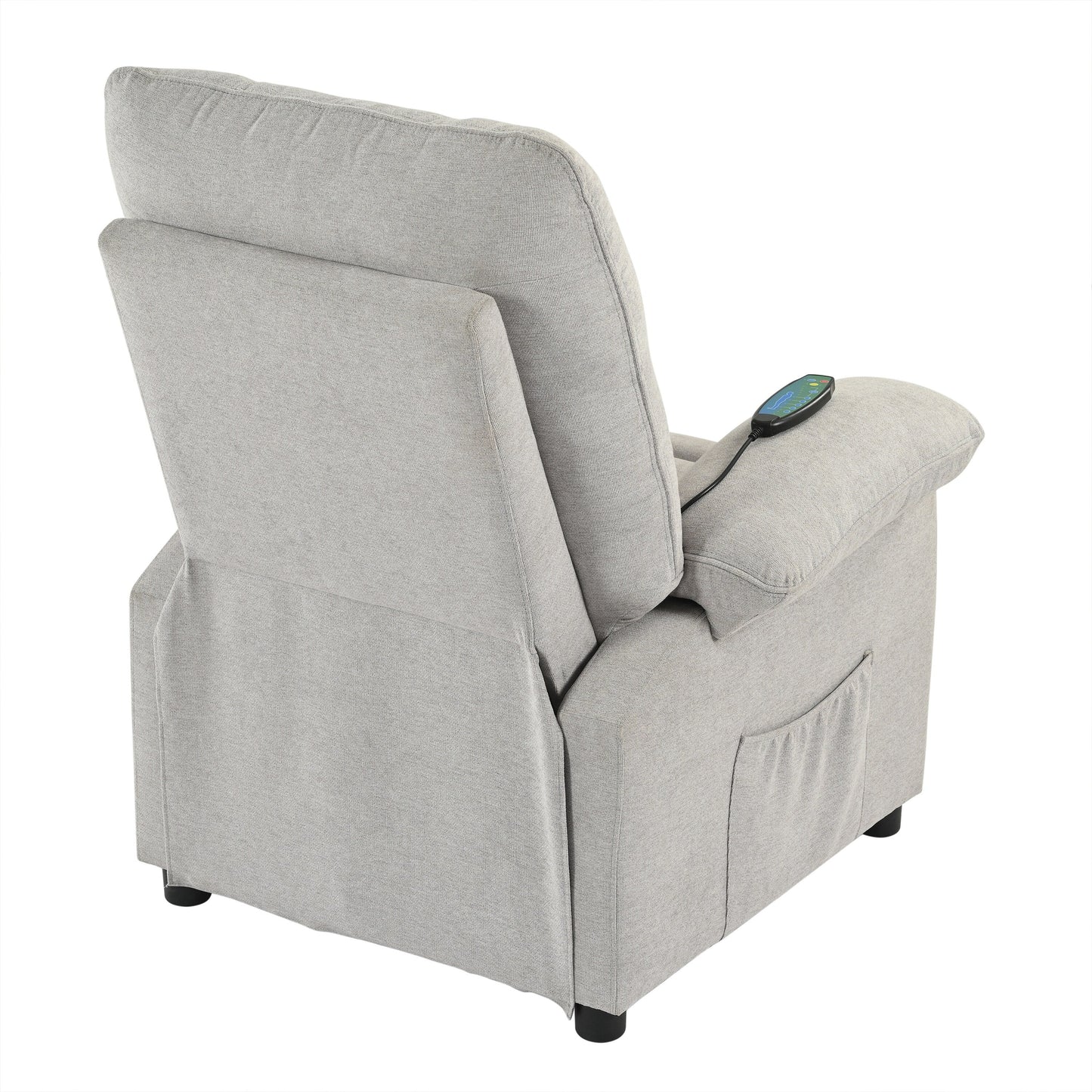 Poltrona reclinabile manuale nera con massaggio e riscaldamento, rivestimento in tessuto robusto, design portatile per il soggiorno