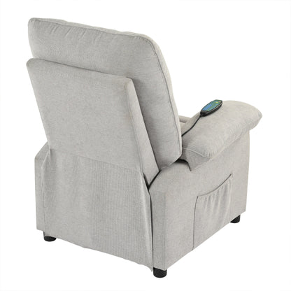 Poltrona reclinabile manuale nera con massaggio e riscaldamento, rivestimento in tessuto robusto, design portatile per il soggiorno