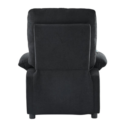 Poltrona reclinabile manuale nera con massaggio e riscaldamento, rivestimento in tessuto robusto, design portatile per il soggiorno