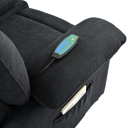 Poltrona reclinabile manuale nera con massaggio, calore e design portatile