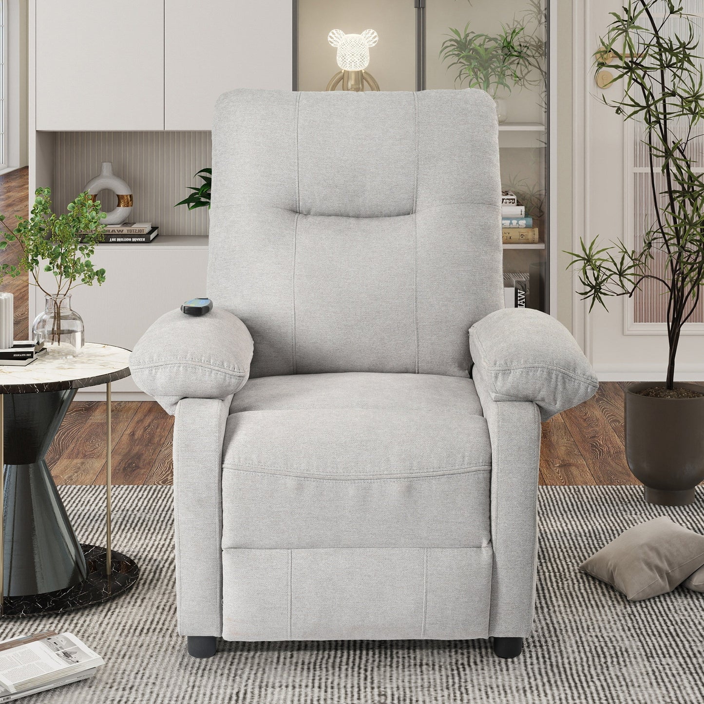 Poltrona reclinabile manuale nera con massaggio, calore e design portatile
