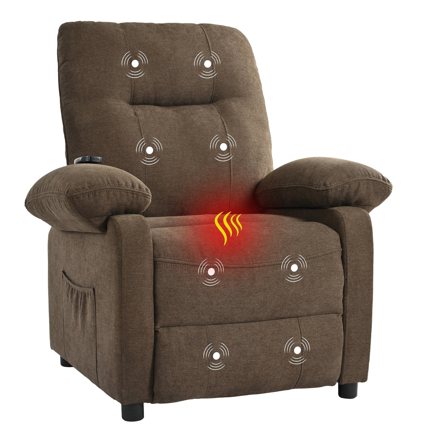 Poltrona reclinabile manuale nera con massaggio, calore e design portatile