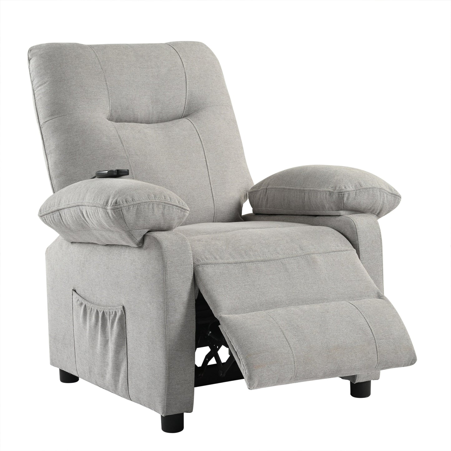 Poltrona reclinabile manuale nera con massaggio, calore, rivestimento in tessuto robusto e design portatile per il soggiorno