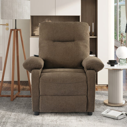 Poltrona reclinabile manuale nera con massaggio, calore, rivestimento in tessuto robusto e design portatile per il soggiorno