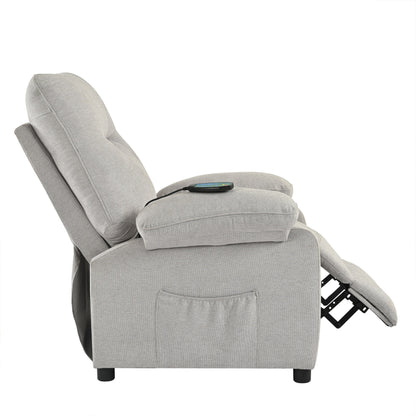 Poltrona reclinabile manuale nera con massaggio, calore, rivestimento in tessuto robusto e design portatile per il soggiorno