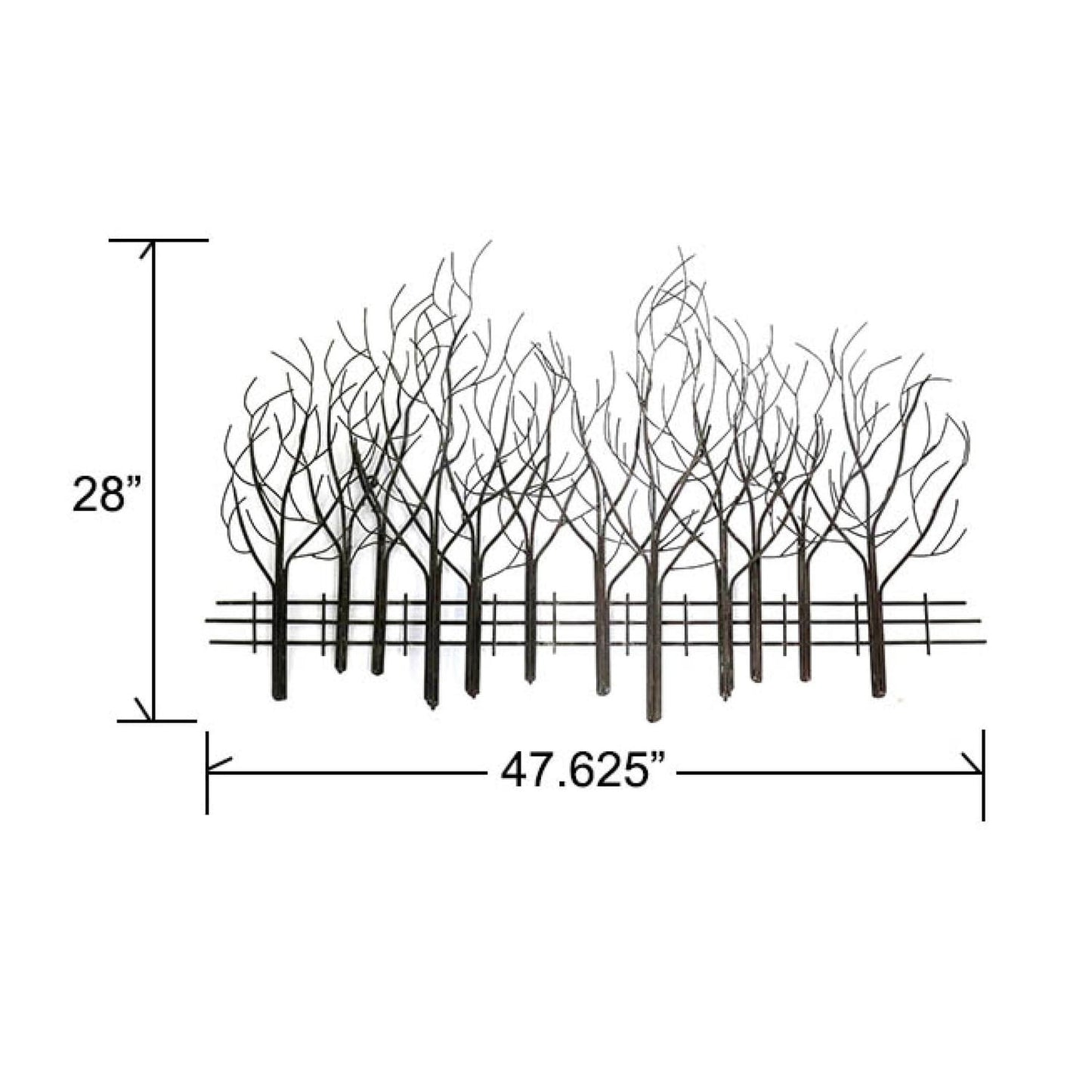Decorazione da parete in metallo nero con campo di alberi