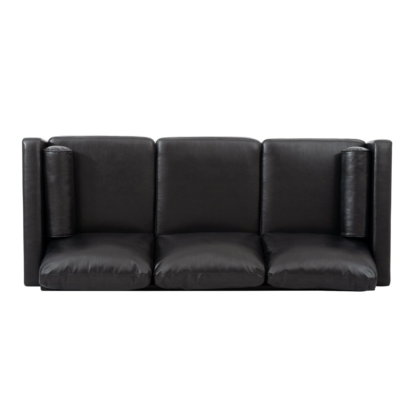 Divano a 3 posti Mid Century Modern 76,7 in PU nero con struttura in ferro e legno per soggiorno