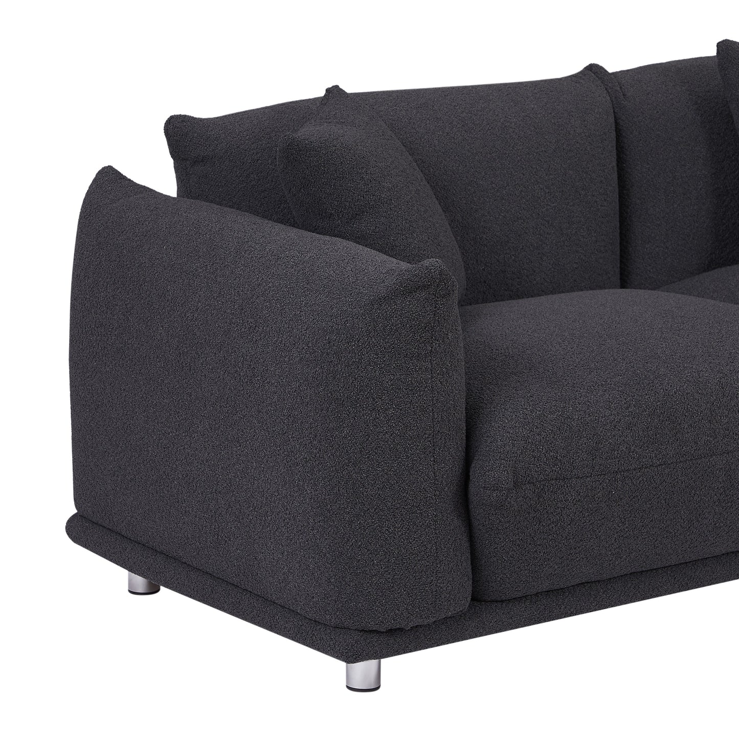 Divano oversize a 3 posti modello 111 moderno nero con gambe in metallo e struttura in legno massello per soggiorno