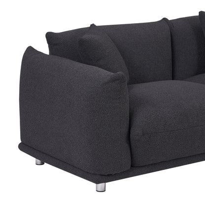 Divano oversize a 3 posti modello 111 moderno nero con gambe in metallo e struttura in legno massello per soggiorno