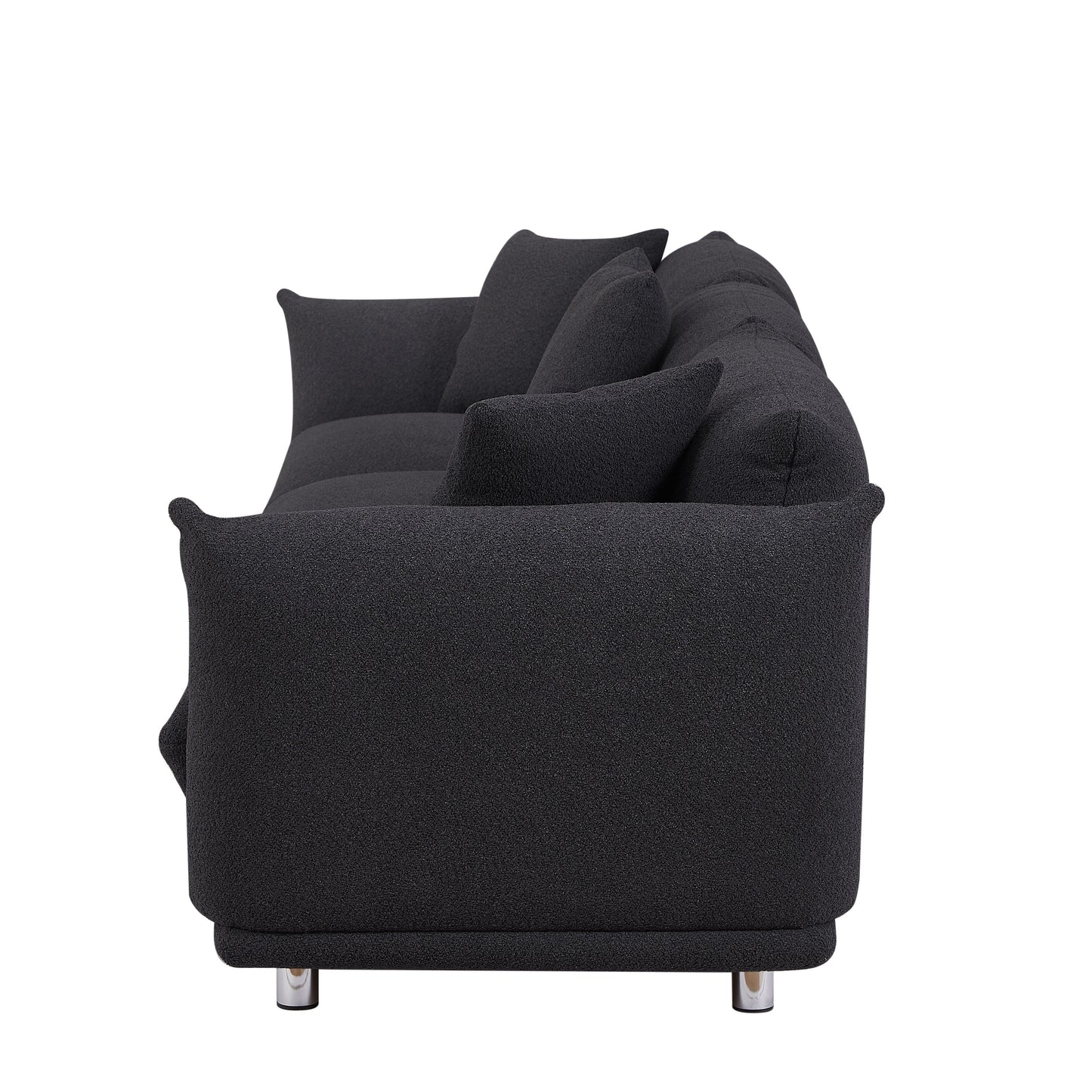 Divano oversize a 3 posti modello 111 moderno nero con gambe in metallo e struttura in legno massello per soggiorno