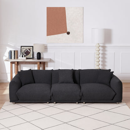Divano oversize a 3 posti modello 111 moderno nero con gambe in metallo e struttura in legno massello per soggiorno
