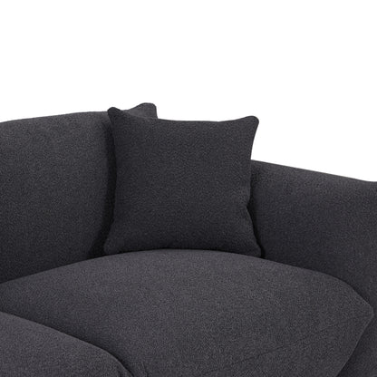 Divano oversize a 3 posti modello 111 moderno nero con gambe in metallo e struttura in legno massello per soggiorno