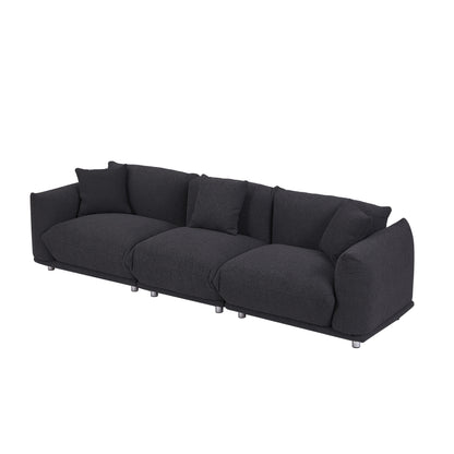 Divano oversize a 3 posti modello 111 moderno nero con gambe in metallo e struttura in legno massello per soggiorno