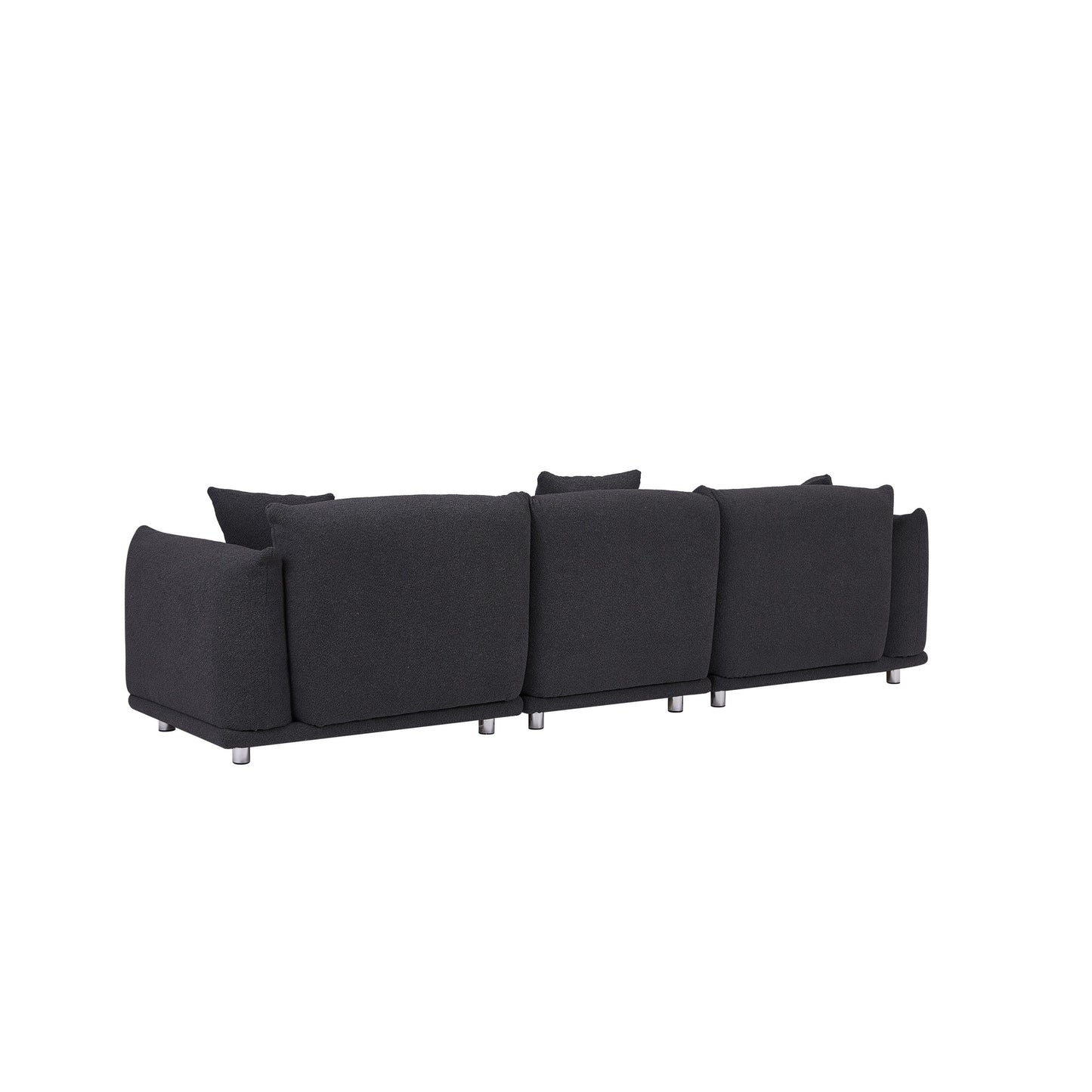 Divano oversize a 3 posti modello 111 moderno nero con gambe in metallo e struttura in legno massello per soggiorno