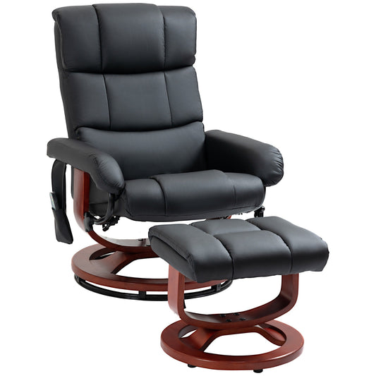 Poltrona reclinabile girevole moderna nera da 28,8 cm con schienale alto e pouf