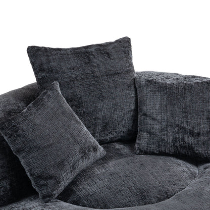 Divano singolo a sacco in ciniglia nero oversize da 42,52 pollici con tre cuscini per camera da letto