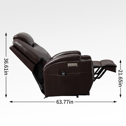 Poltrona reclinabile elettrica nera con massaggio vibrante a 8 punti, riscaldamento lombare, doppie porte USB, portabicchieri e motore Okin