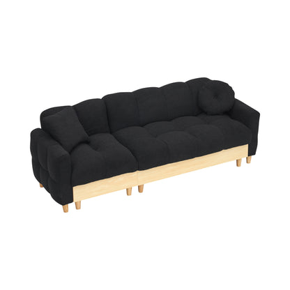 Divano letto imbottito Teddy nero a 3 posti con contenitore e cassetto
