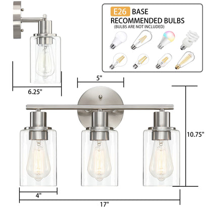 Lampada da bagno a 3 luci da 17 pollici, lampada da toeletta in bronzo oliato