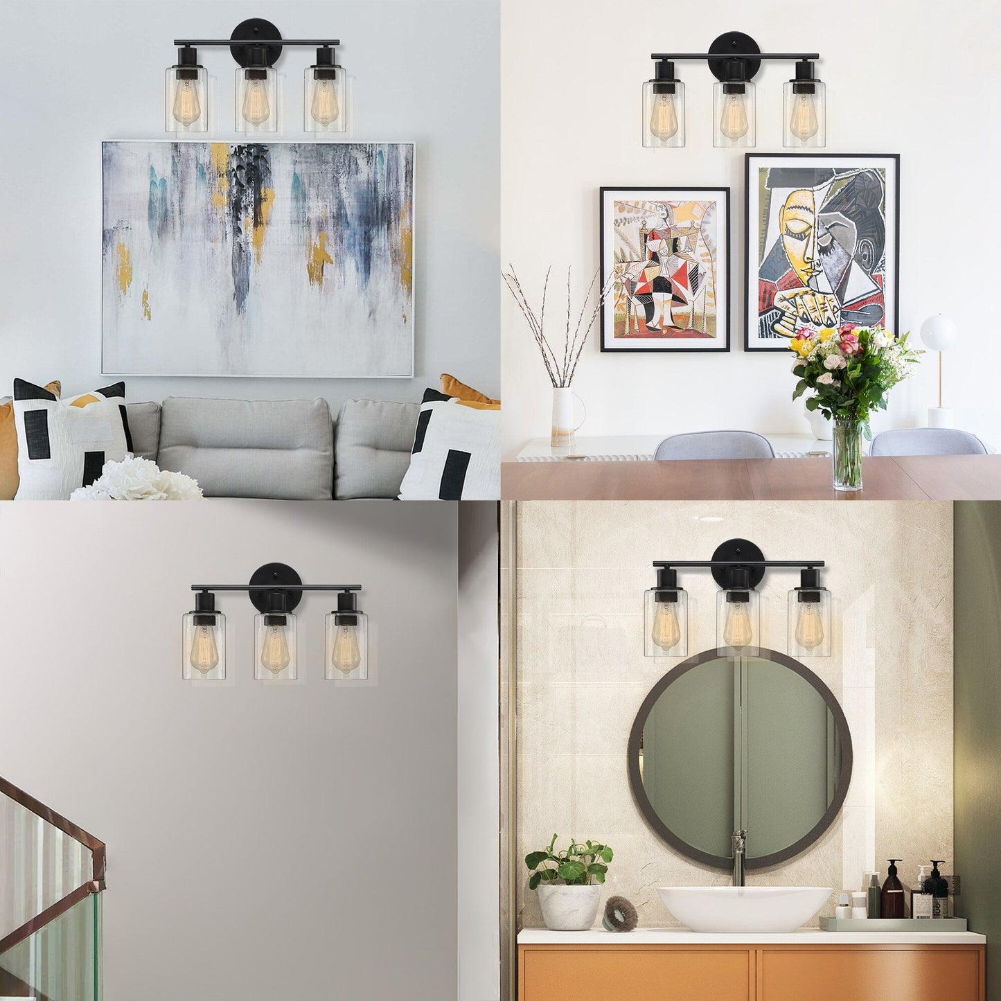 Lampada da bagno a 3 luci da 17 pollici, lampada da toeletta in bronzo oliato