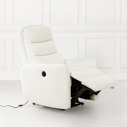 Poltrona reclinabile elettrica con schienale alto e rivestimento in tessuto Boucle Bloomy 35.5