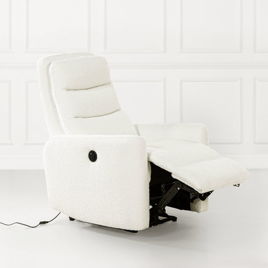 Poltrona reclinabile elettrica con schienale alto e rivestimento in tessuto Boucle Bloomy 35.5