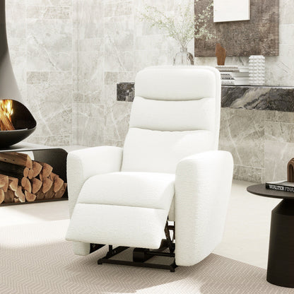 Poltrona reclinabile elettrica con schienale alto e rivestimento in tessuto Boucle Bloomy 35.5