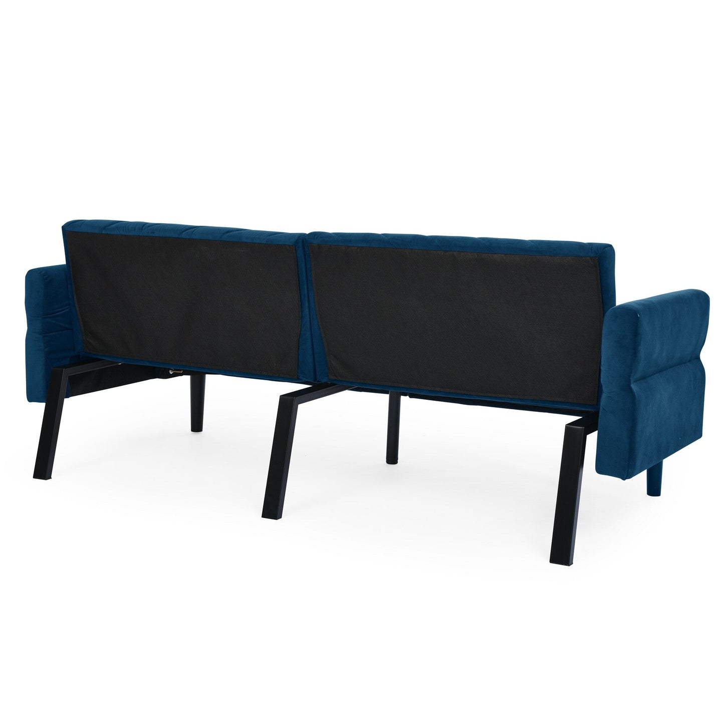 Divano letto futon convertibile in velluto blu 87 con braccioli regolabili per soggiorno