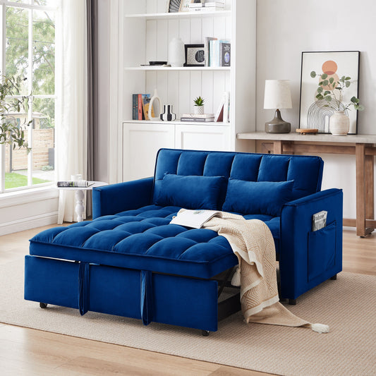 Divano letto convertibile 3 in 1 Blue Modern 55.1 con schienale regolabile e borsa portaoggetti per soggiorno