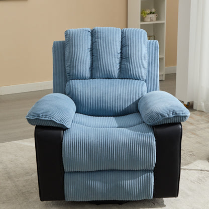 Poltrona reclinabile riscaldata moderna blu con 8 motori massaggianti, 10 livelli di intensità, perfetta per il relax in soggiorno