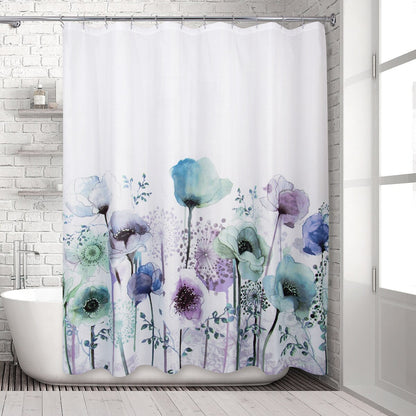 Tenda da doccia con papaveri blu