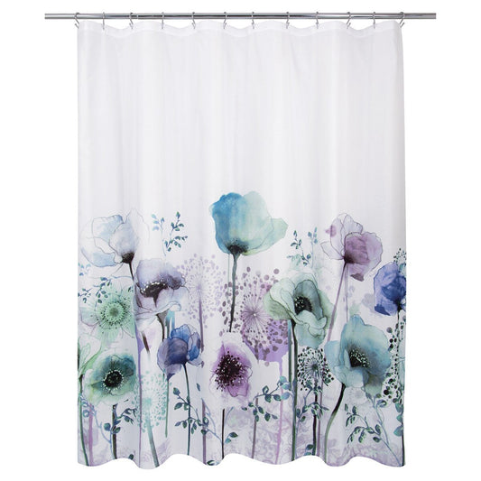 Tenda da doccia con papaveri blu