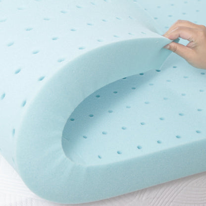Materasso in spugna blu a lento rimbalzo con coprimaterasso