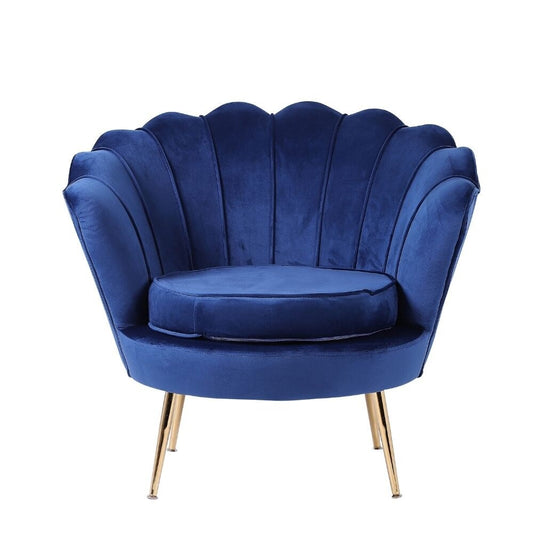 Poltrona in velluto blu - 29'' H x 32,5'' L x 31,5'' P