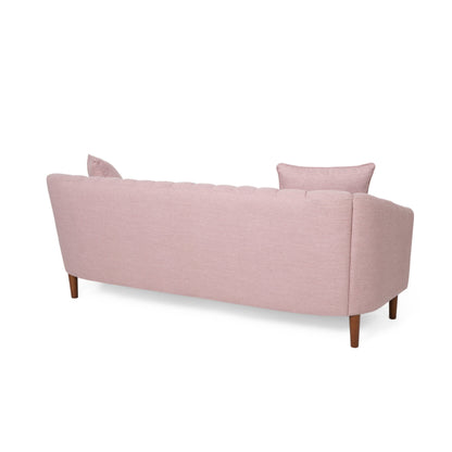 Divano Blush a 3 posti con gambe in legno e cuscini