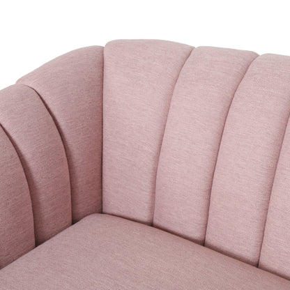 Divano Blush Modern 84.5 a 3 posti con gambe in legno e cuscini per soggiorno