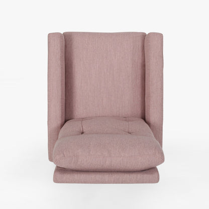 Poltrona reclinabile girevole moderna imbottita in tessuto Blush con poggiapiedi e schienale imbottito