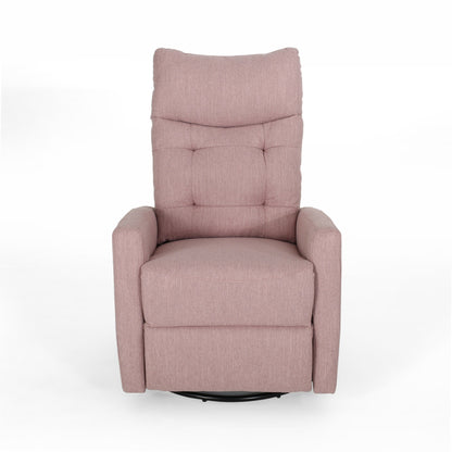 Poltrona reclinabile girevole moderna imbottita in tessuto Blush con poggiapiedi e schienale imbottito