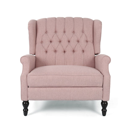 Poltrona reclinabile imbottita oversize Blush con schienale a ali e poggiapiedi, schienale con bottoni trapuntati e dettagli con borchie