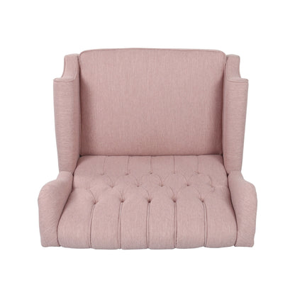 Poltrona reclinabile imbottita oversize Blush con schienale a ali e poggiapiedi, schienale con bottoni trapuntati e dettagli con borchie