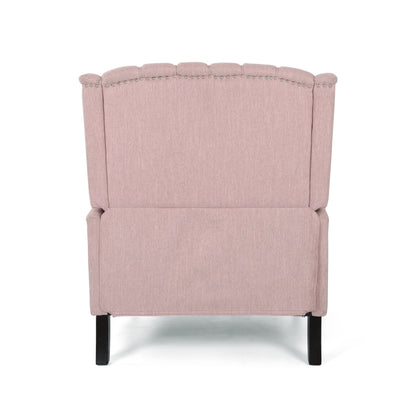 Poltrona reclinabile imbottita oversize Blush con schienale a ali e poggiapiedi, schienale con bottoni trapuntati e dettagli con borchie