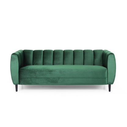 Divano moderno Bobran in velluto a 3 posti di Christopher Knight Home - 30,00 P x 83,25 L x 30,25 A