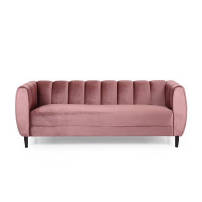 Divano moderno Bobran in velluto a 3 posti di Christopher Knight Home - 30,00 P x 83,25 L x 30,25 A