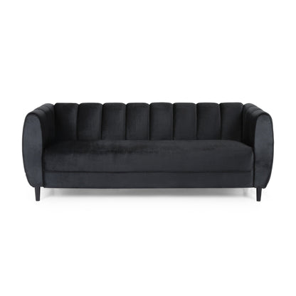 Divano moderno Bobran in velluto a 3 posti di Christopher Knight Home - 30,00 P x 83,25 L x 30,25 A